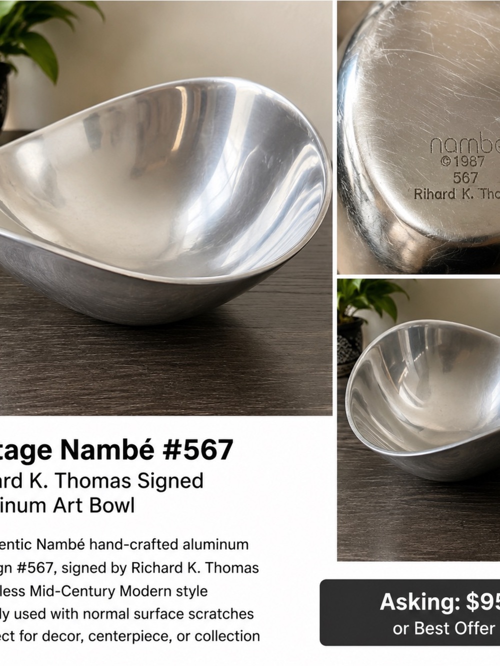 Nambe Polished Aluminum Sculptural Bowl - Silver